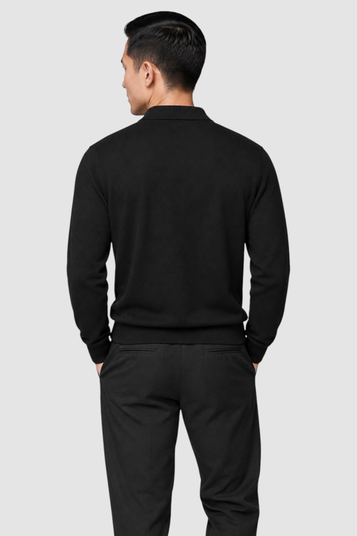 Merino Wool Solid Polo Sweater