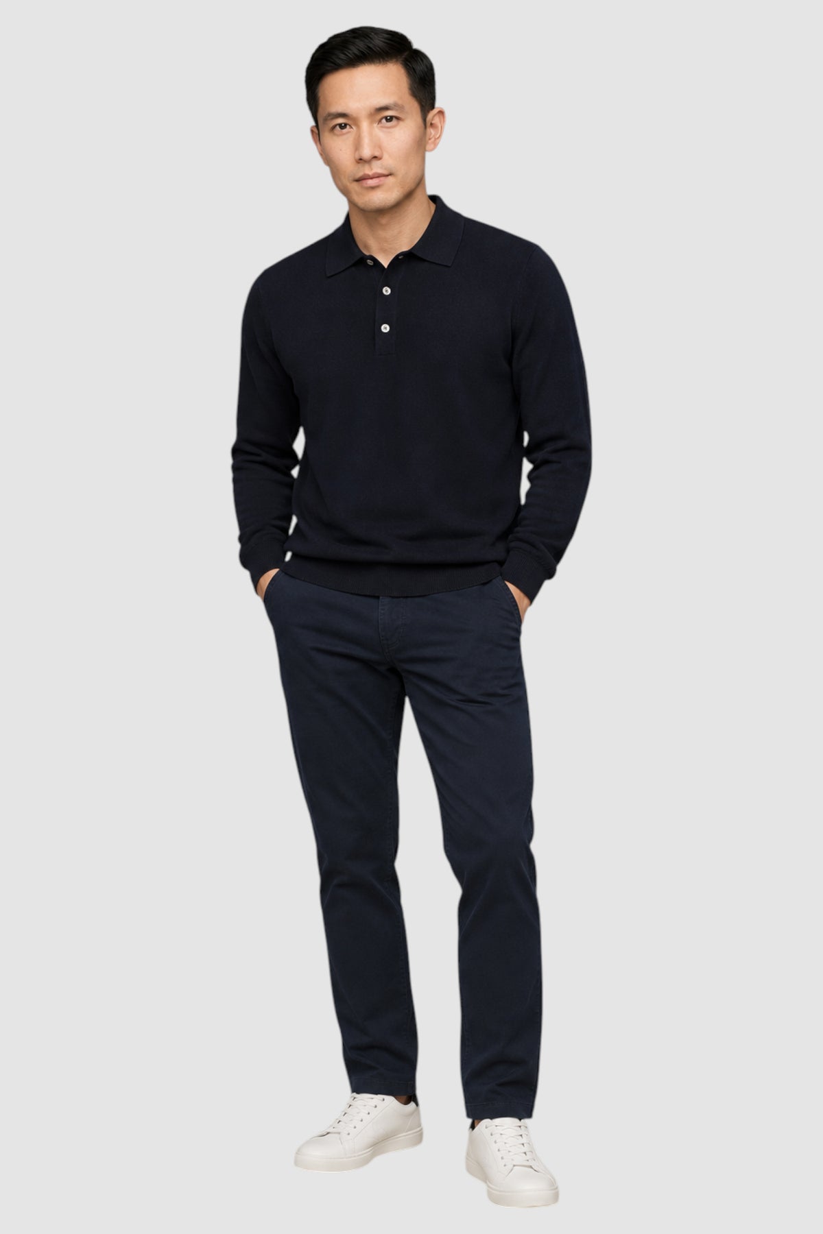 Merino Wool Solid Polo Sweater