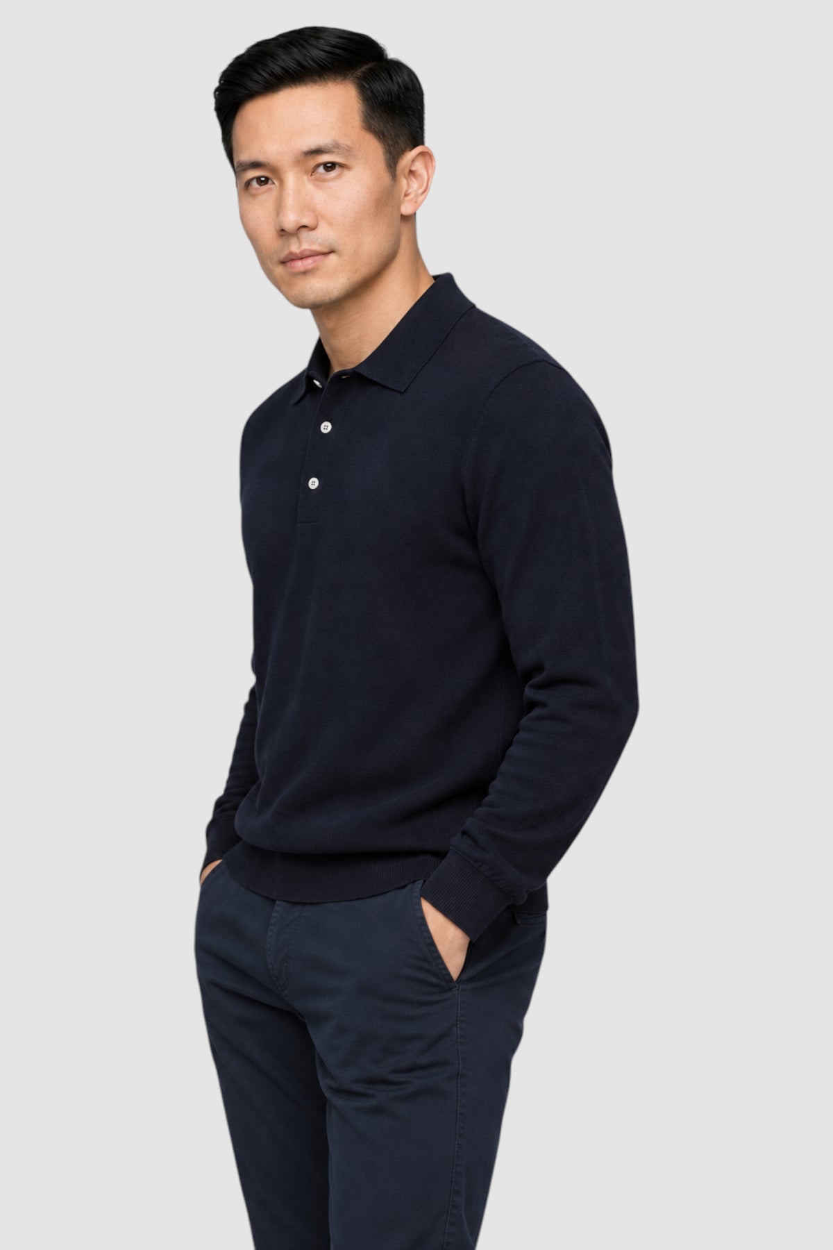 Merino Wool Solid Polo Sweater