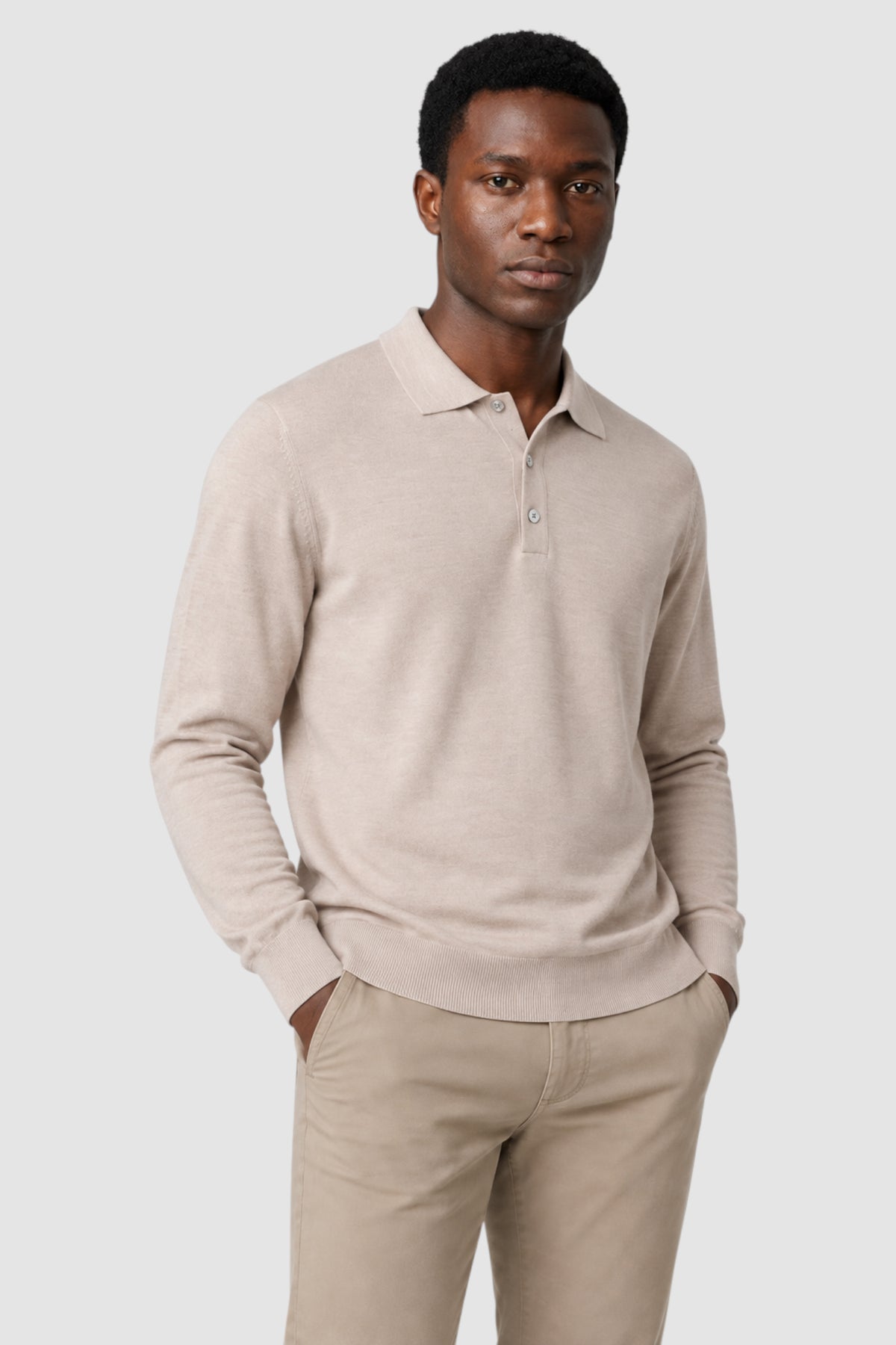 Merino Wool Solid Polo Sweater