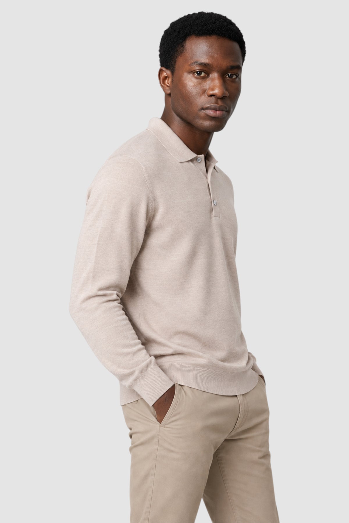Merino Wool Solid Polo Sweater