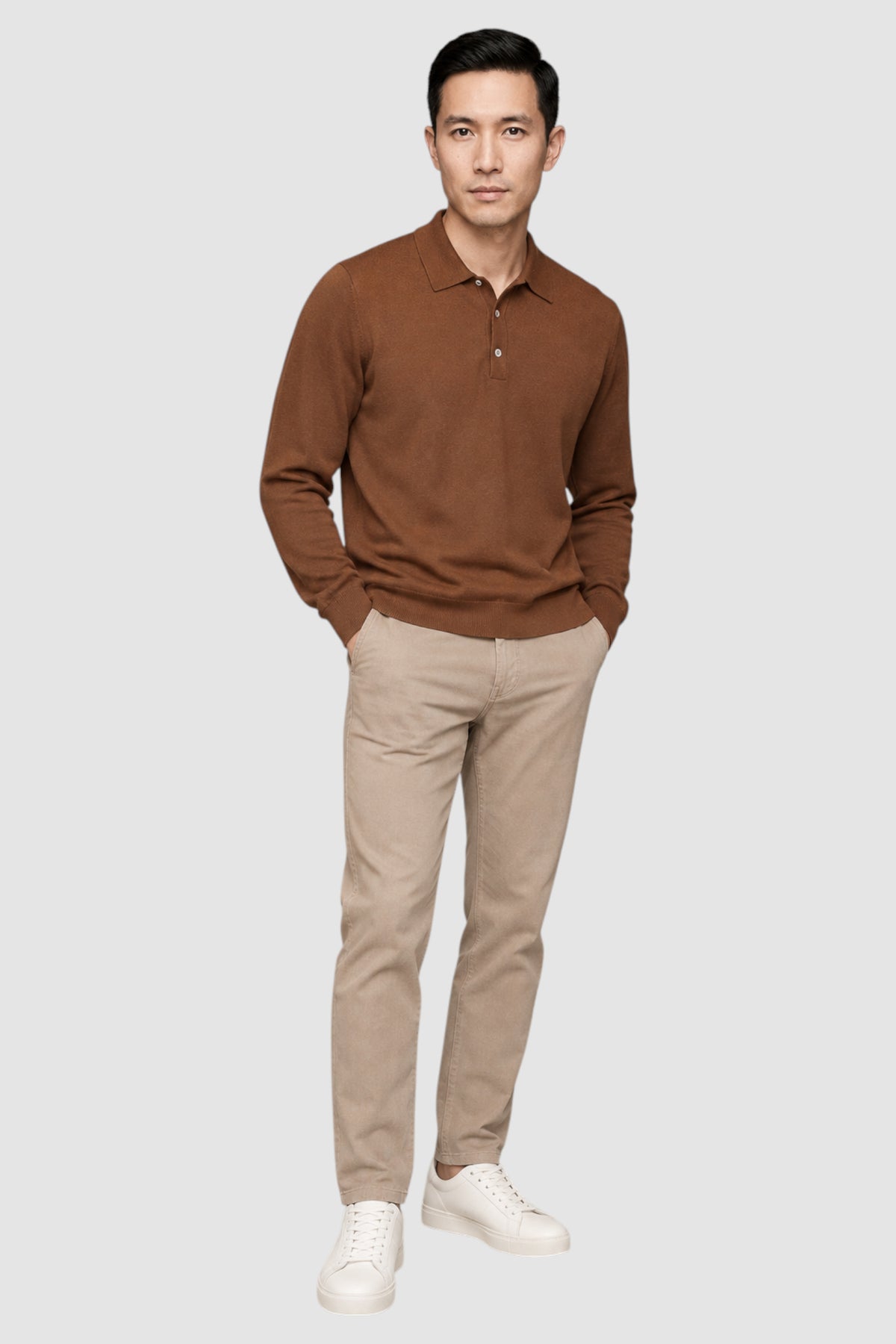 Merino Wool Solid Polo Sweater