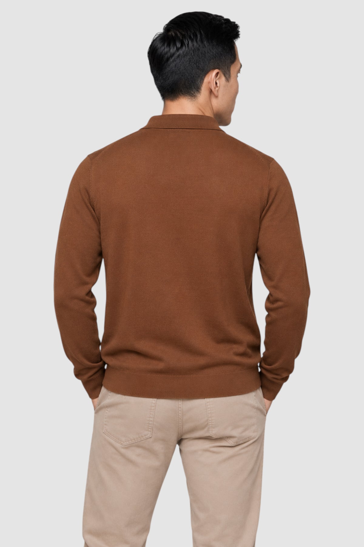 Merino Wool Solid Polo Sweater