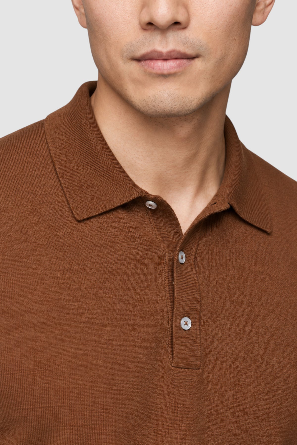 Merino Wool Solid Polo Sweater