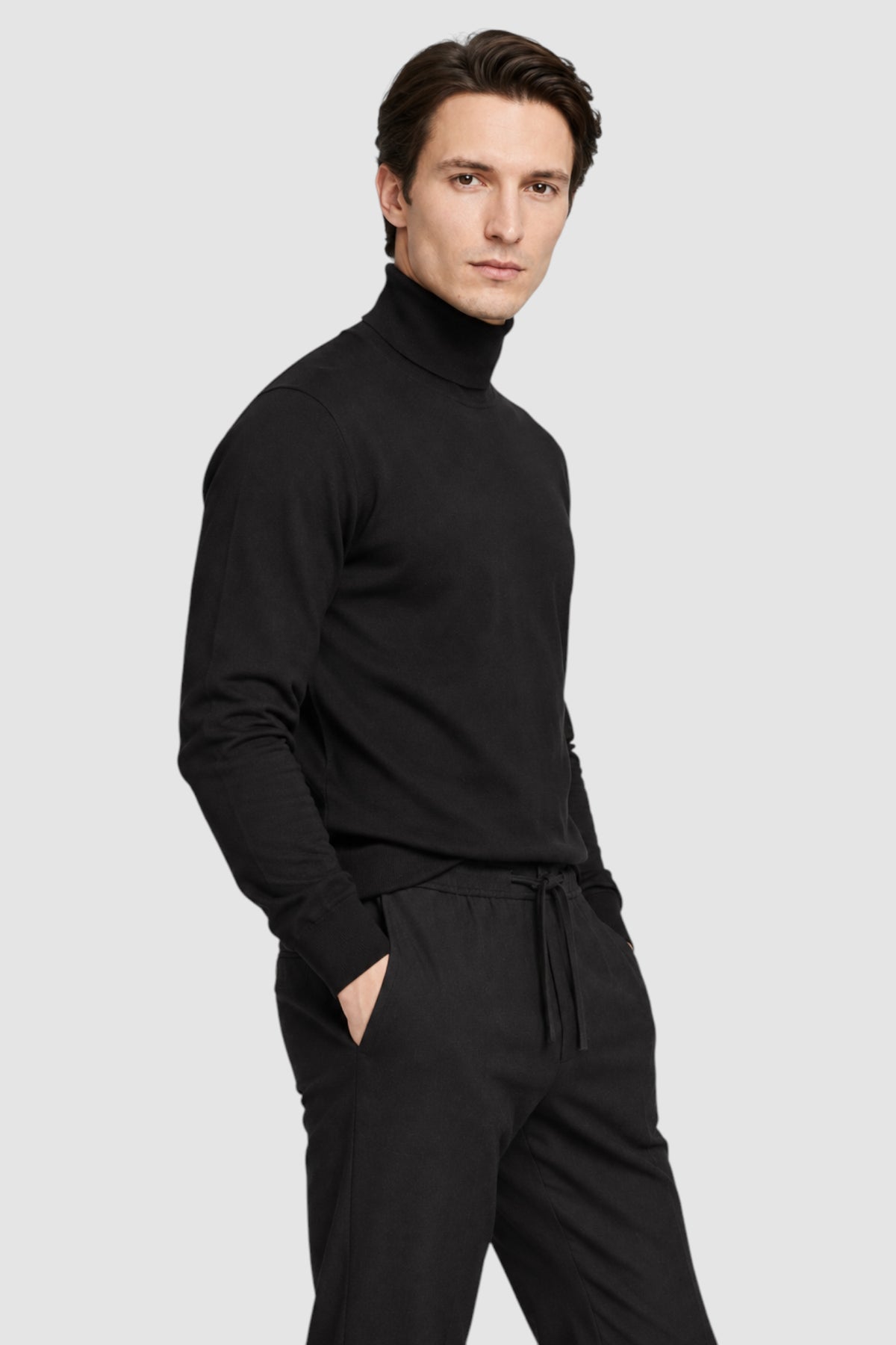 Merino Wool Solid Turtle Neck Sweater
