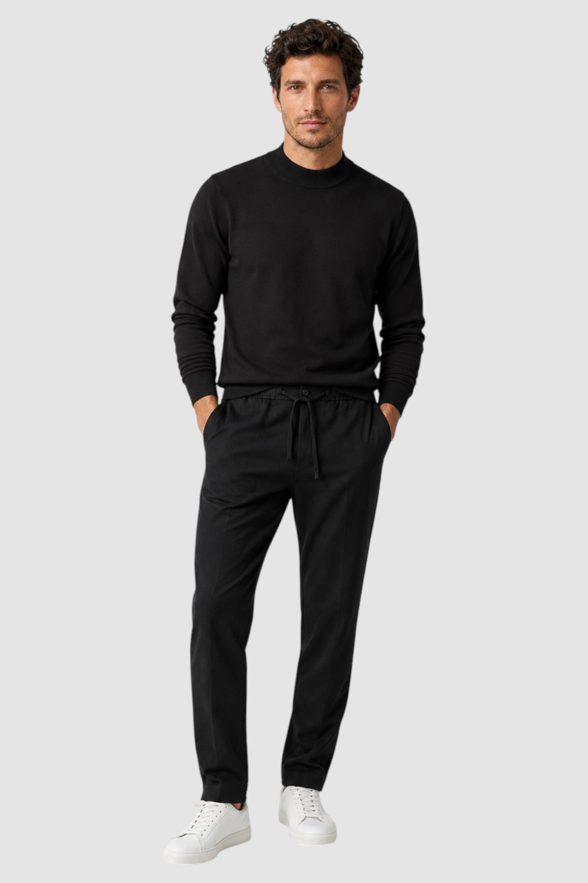 Merino Wool Solid Mock Neck Sweater