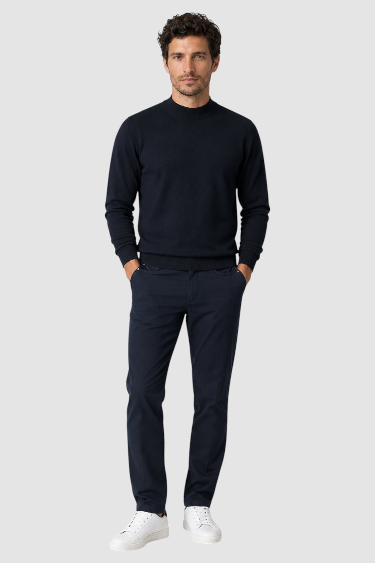 Merino Wool Solid Mock Neck Sweater