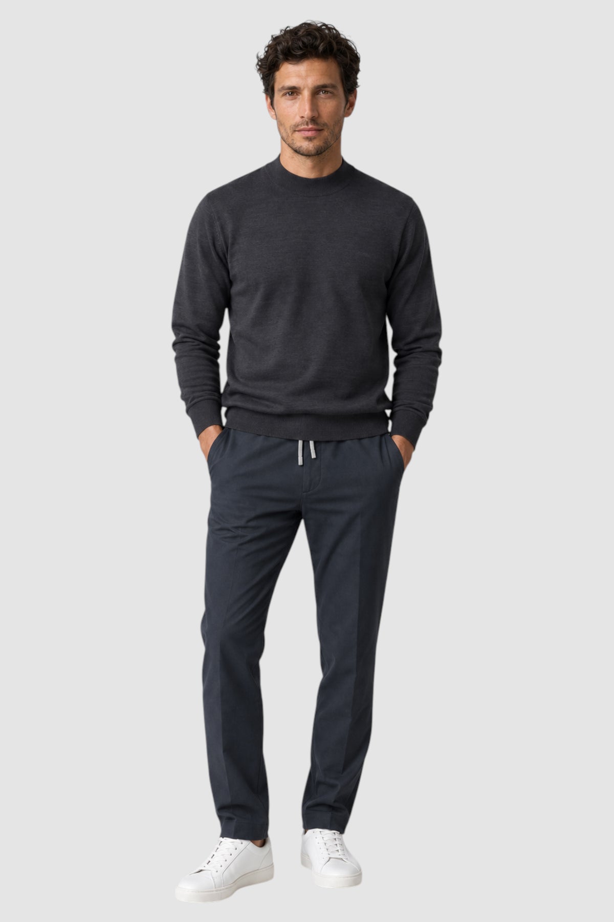 Merino Wool Solid Mock Neck Sweater