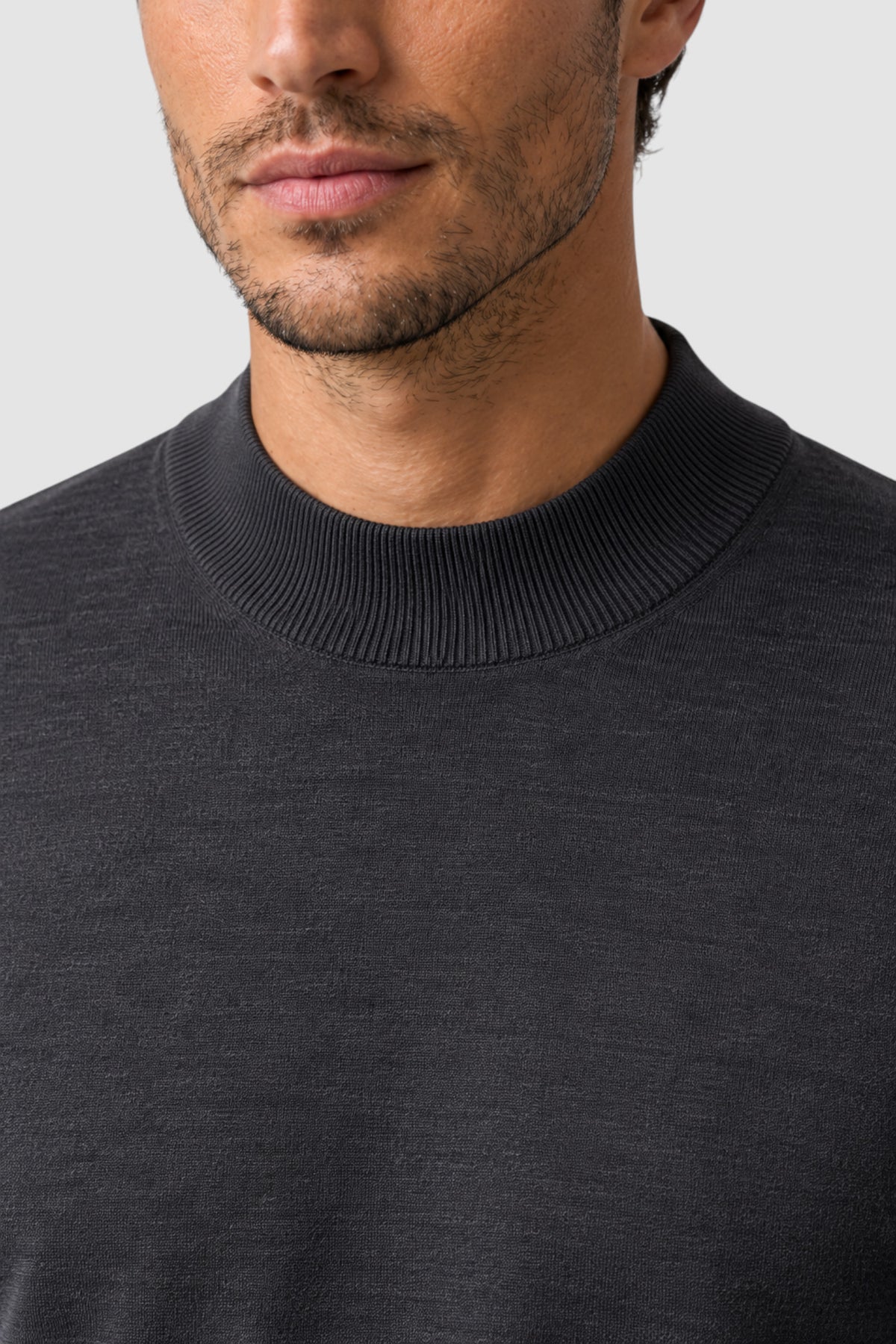 Merino Wool Solid Mock Neck Sweater