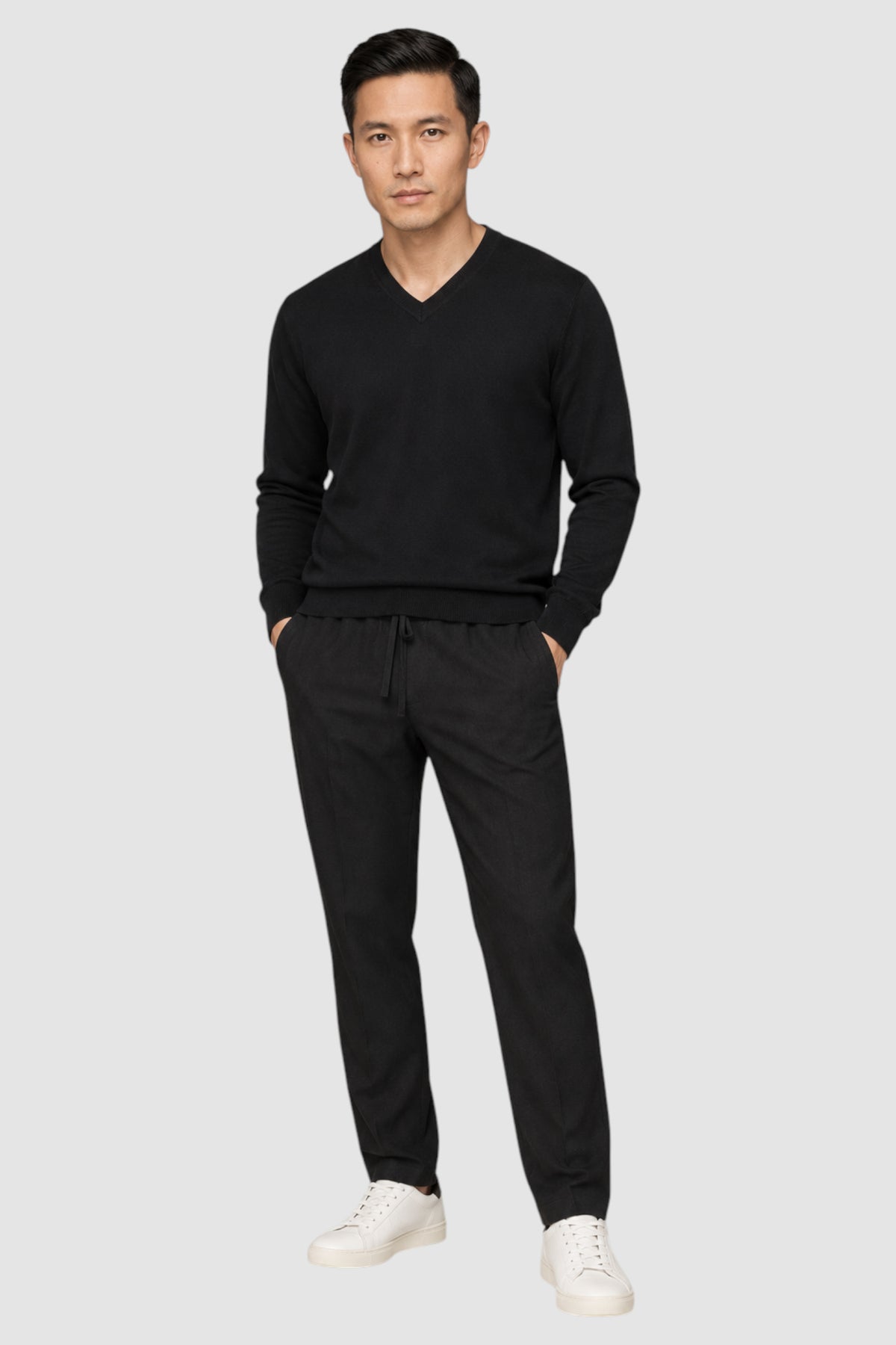 Merino Wool Solid V-Neck Sweater