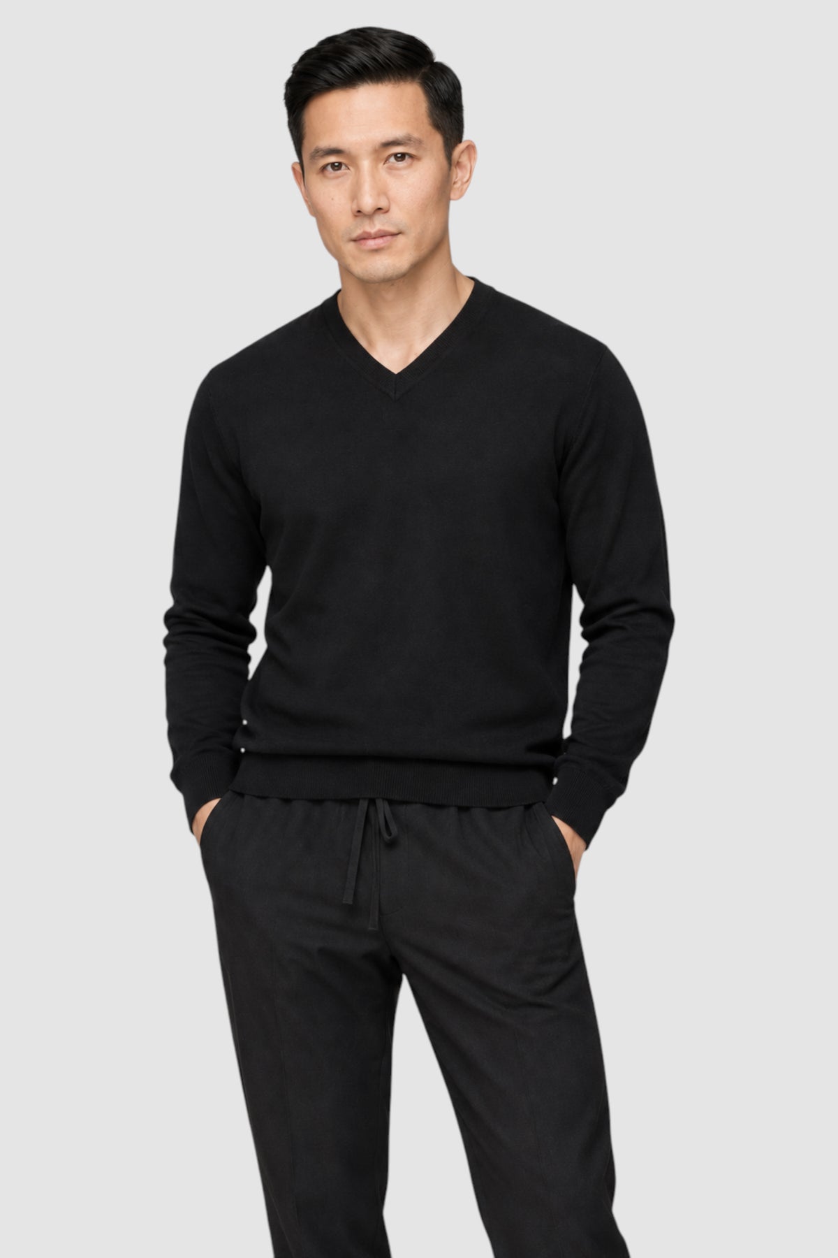 Merino Wool Solid V-Neck Sweater