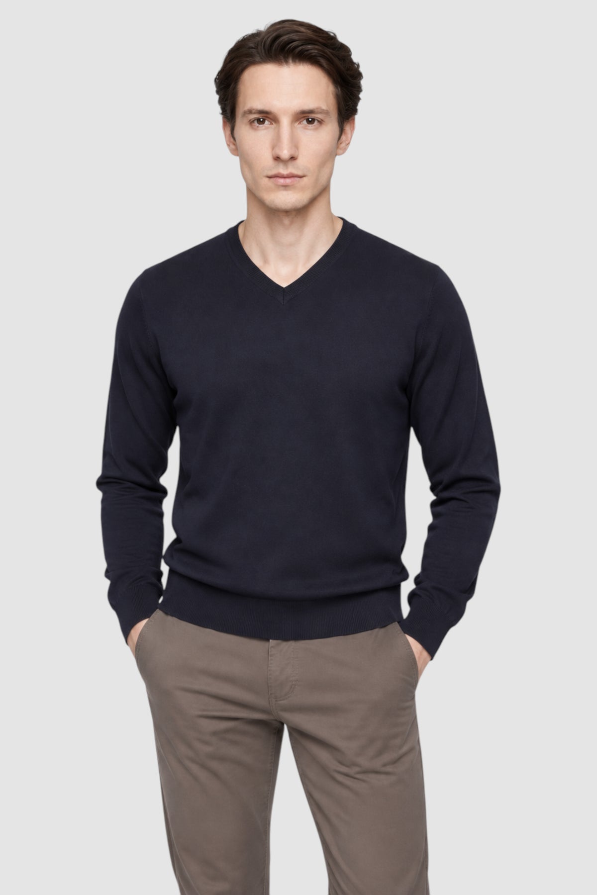 Merino Wool Solid V-Neck Sweater