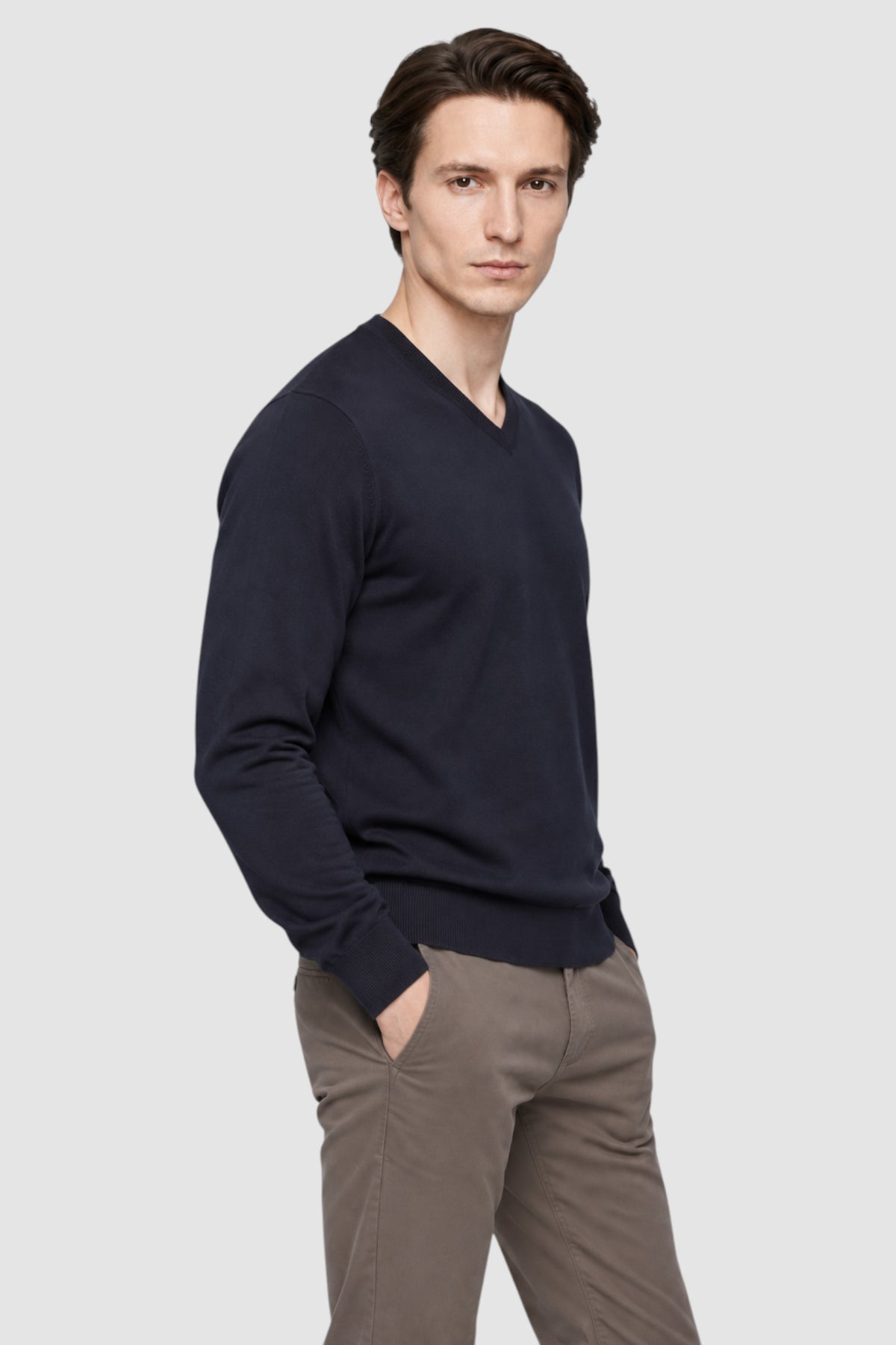 Merino Wool Solid V-Neck Sweater