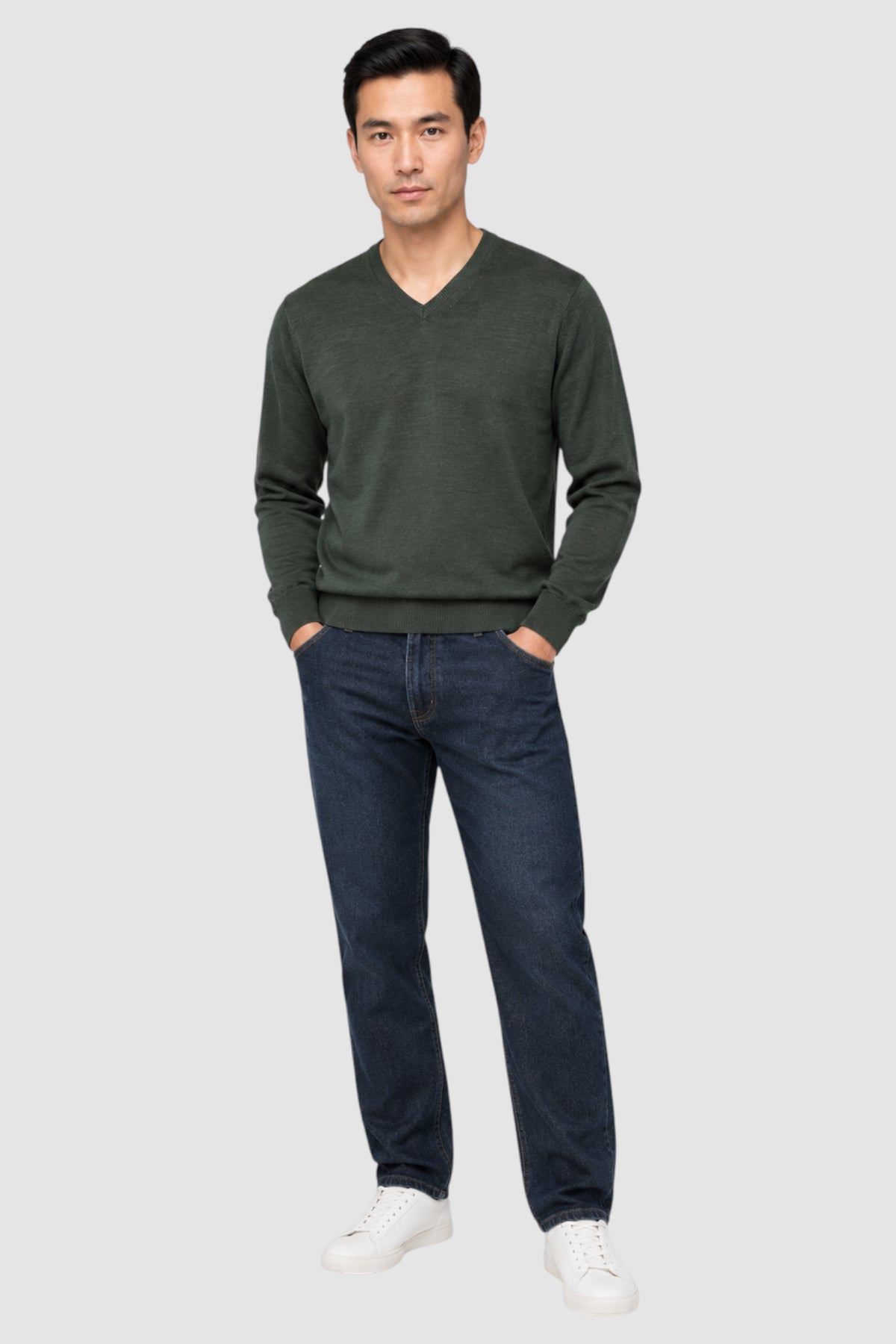 Merino Wool Solid V-Neck Sweater