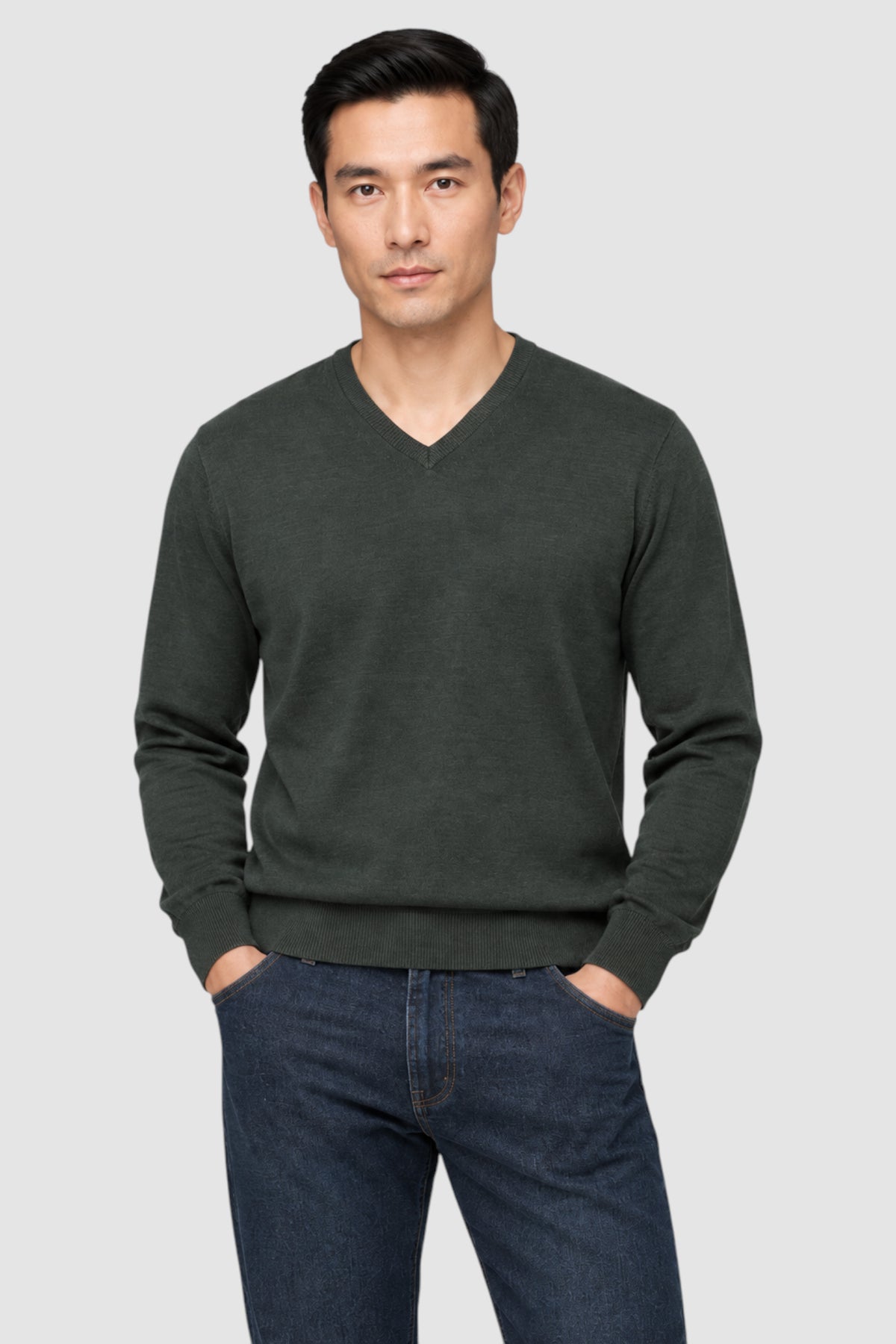 Merino Wool Solid V-Neck Sweater