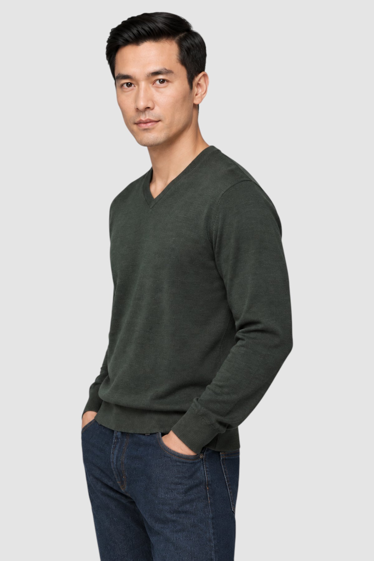 Merino Wool Solid V-Neck Sweater
