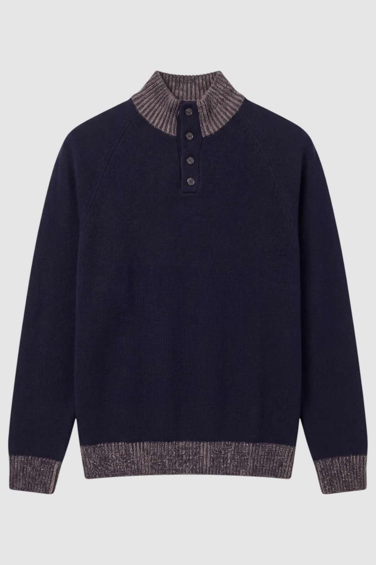 Tate Contrast-Trim Mock Neck Sweater