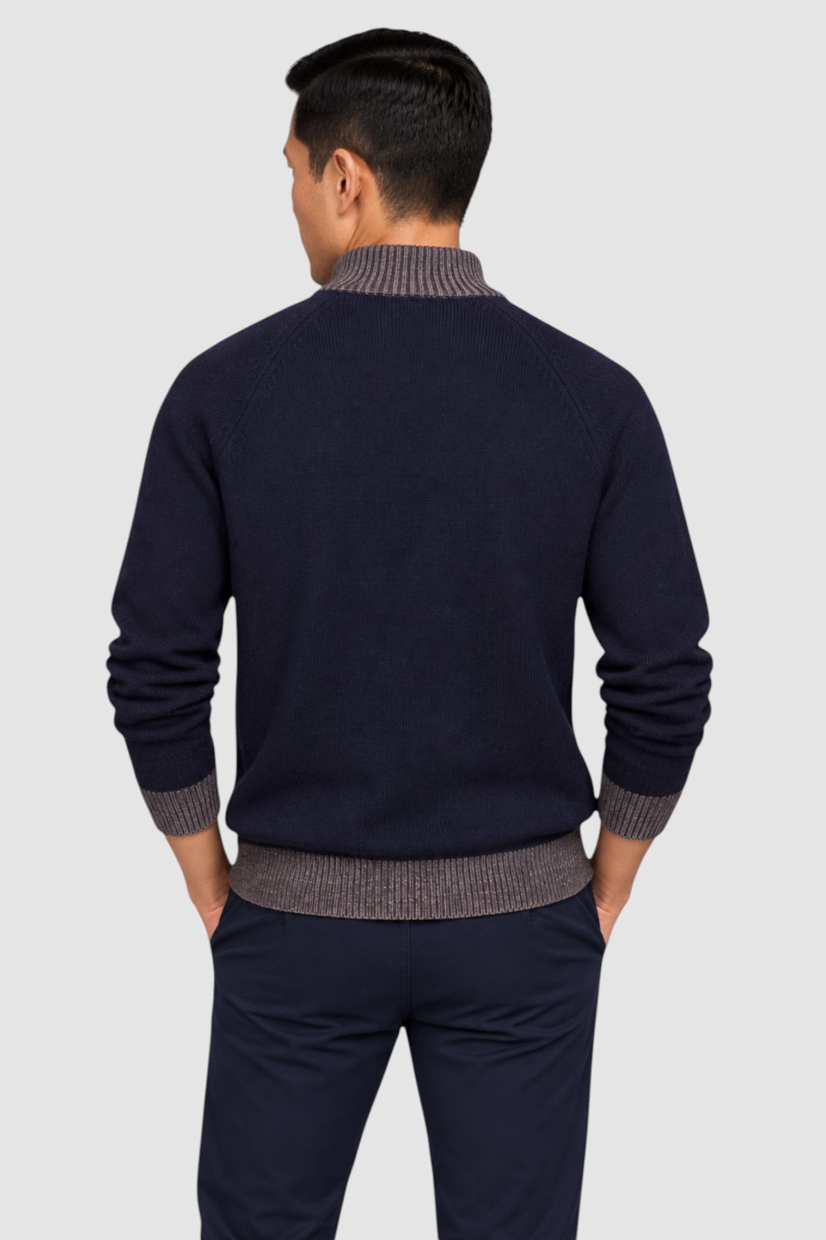 Tate Contrast-Trim Mock Neck Sweater