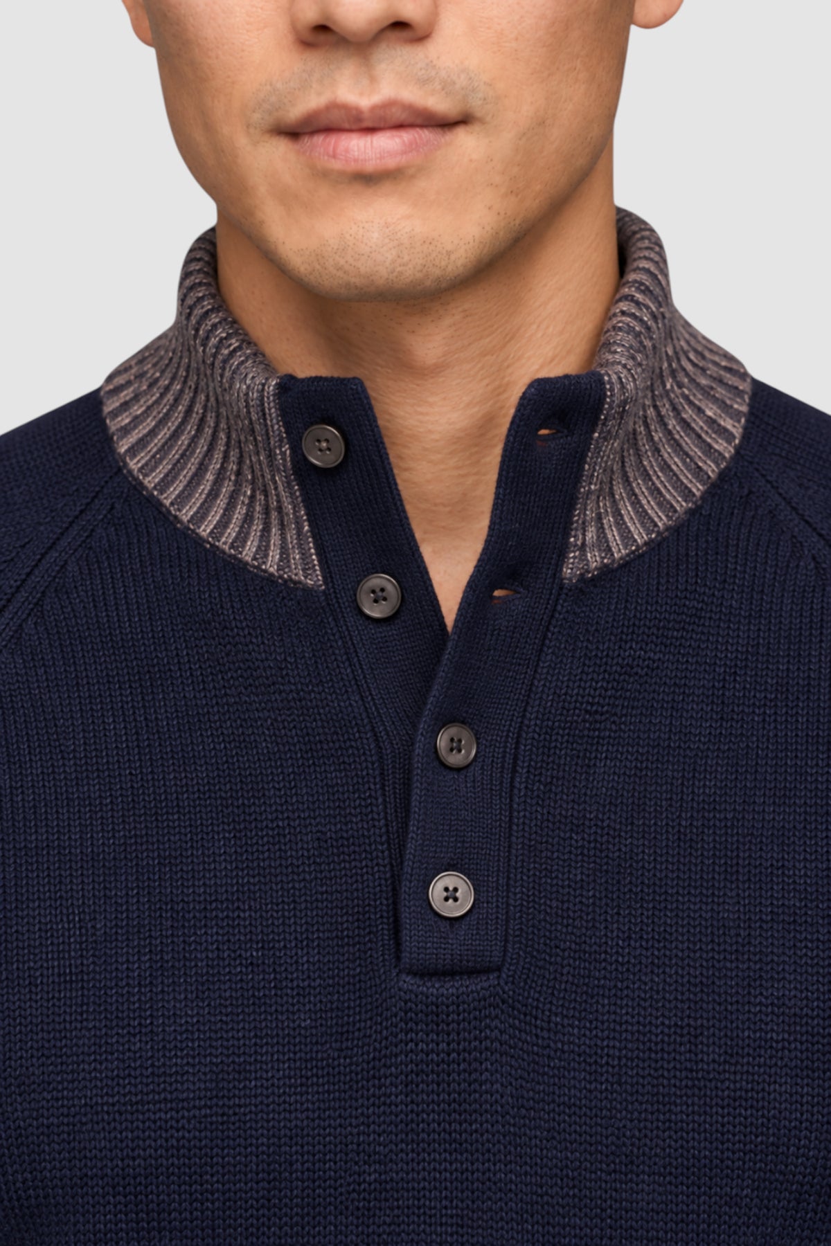 Tate Contrast-Trim Mock Neck Sweater