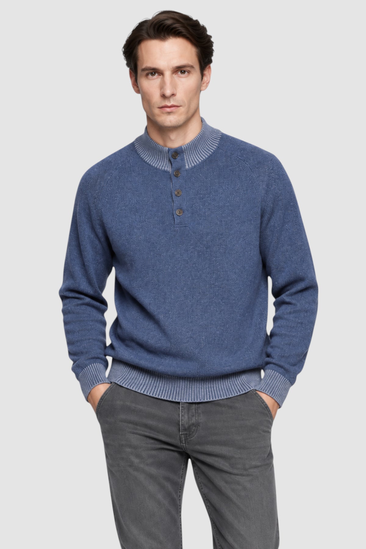 Tate Contrast-Trim Mock Neck Sweater