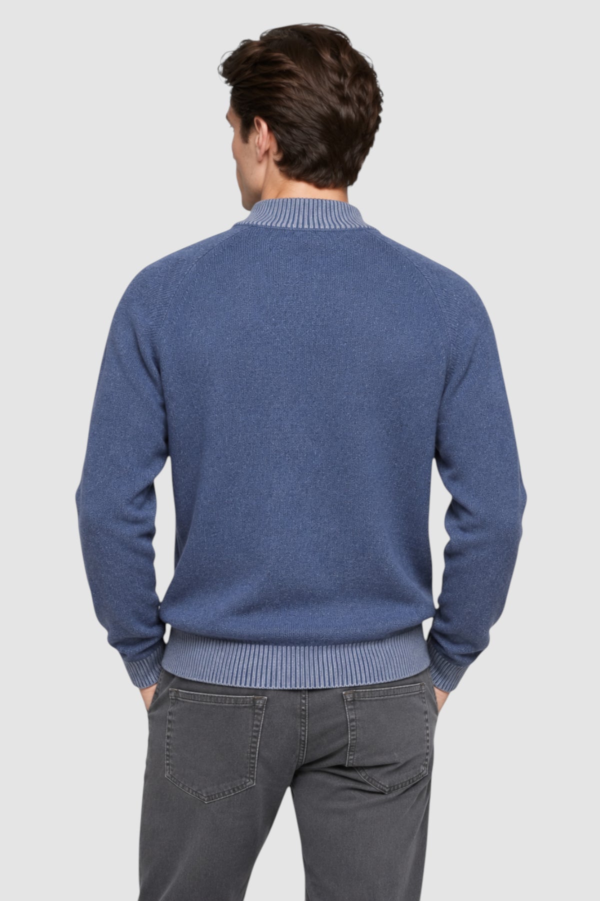 Tate Contrast-Trim Mock Neck Sweater