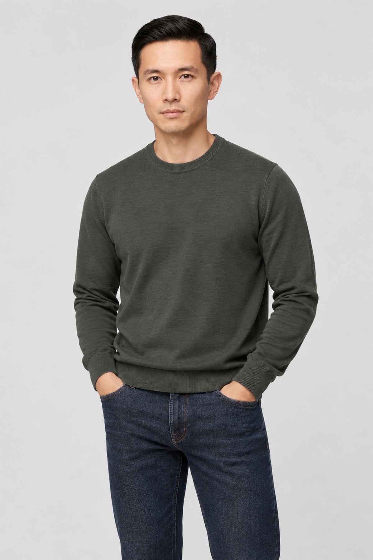 Merino Wool Solid Crew Neck Sweater