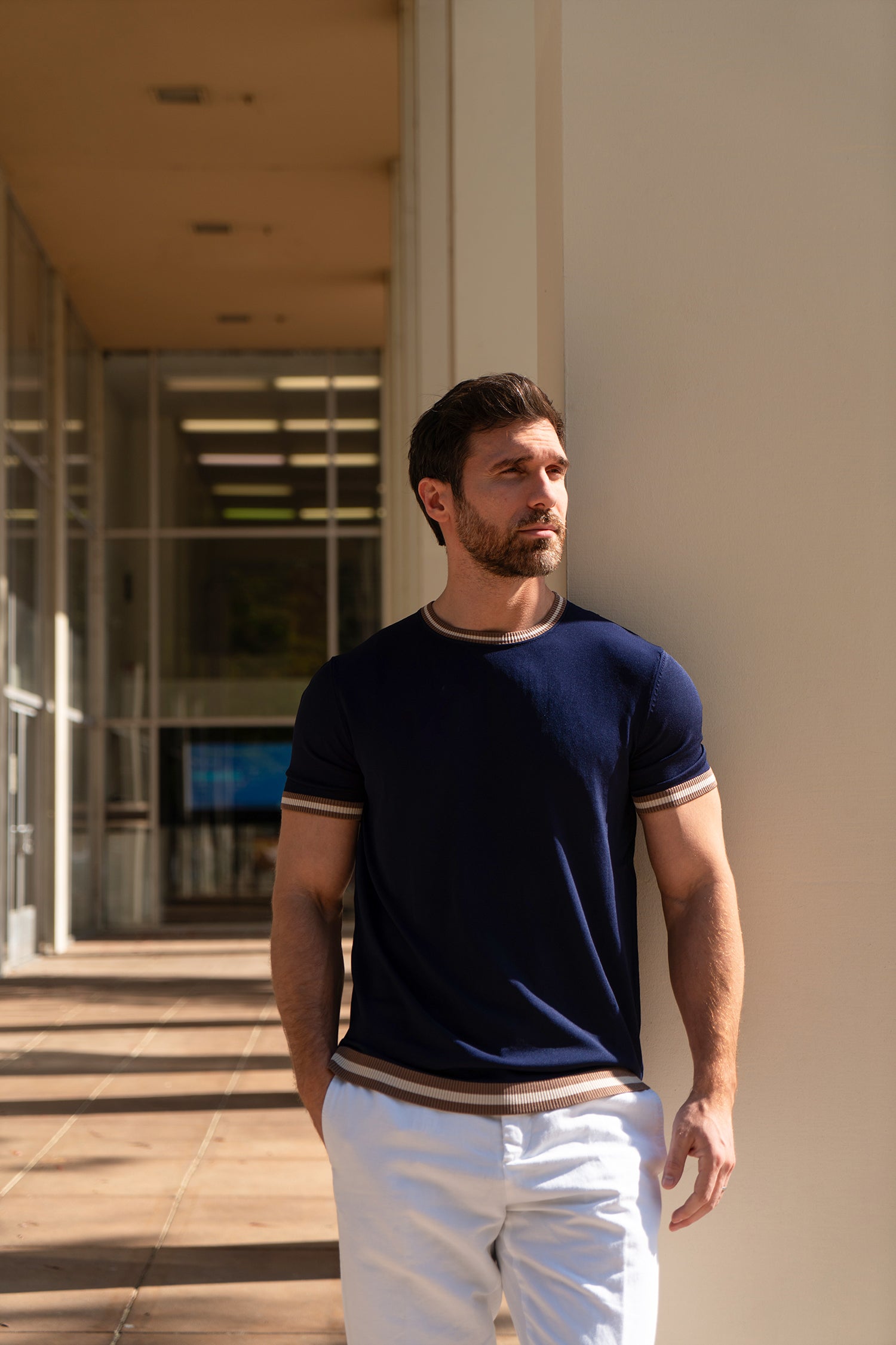 Contrast Trim Knit Tee