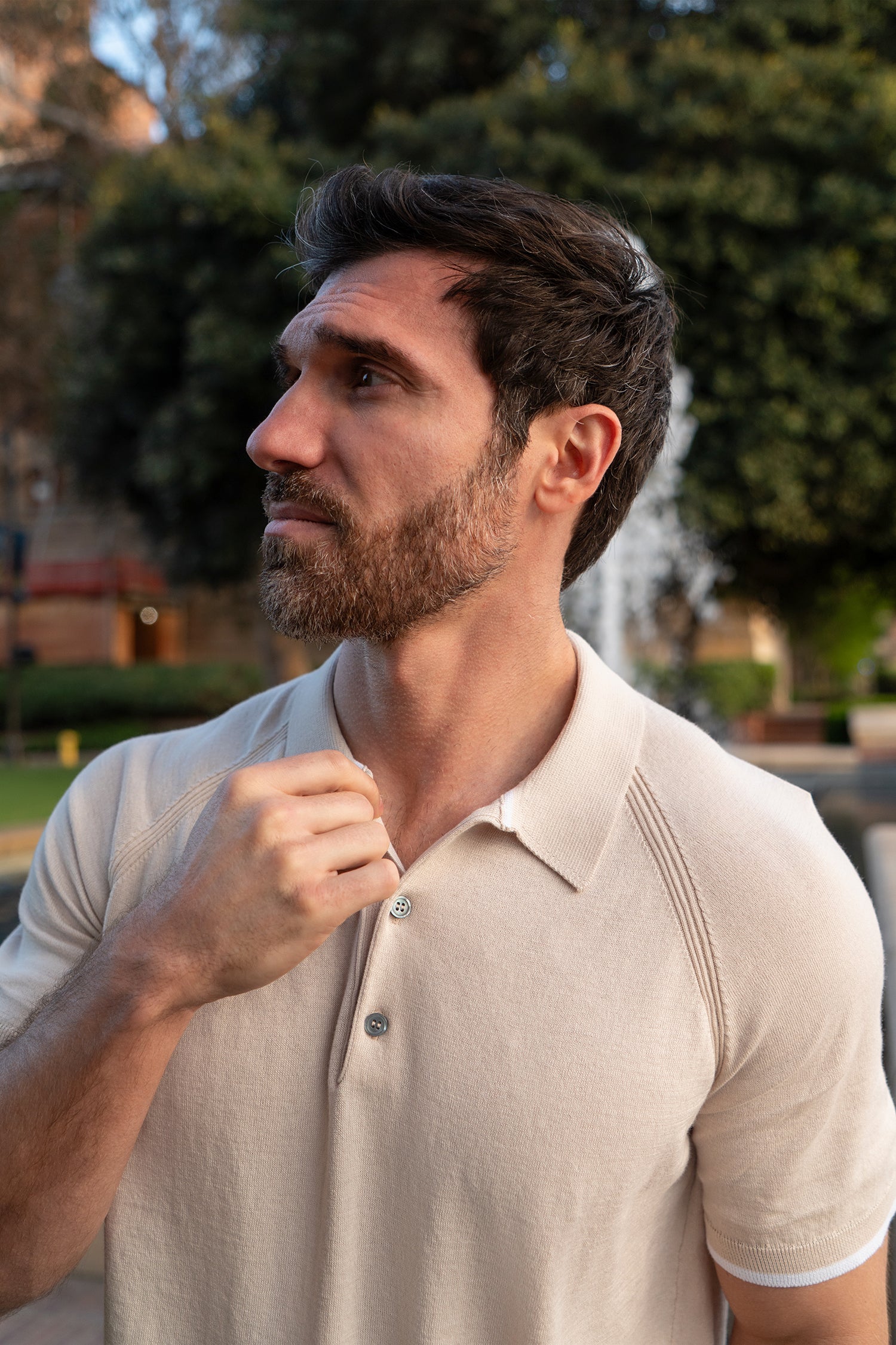 Refined Striped Polo Sweater