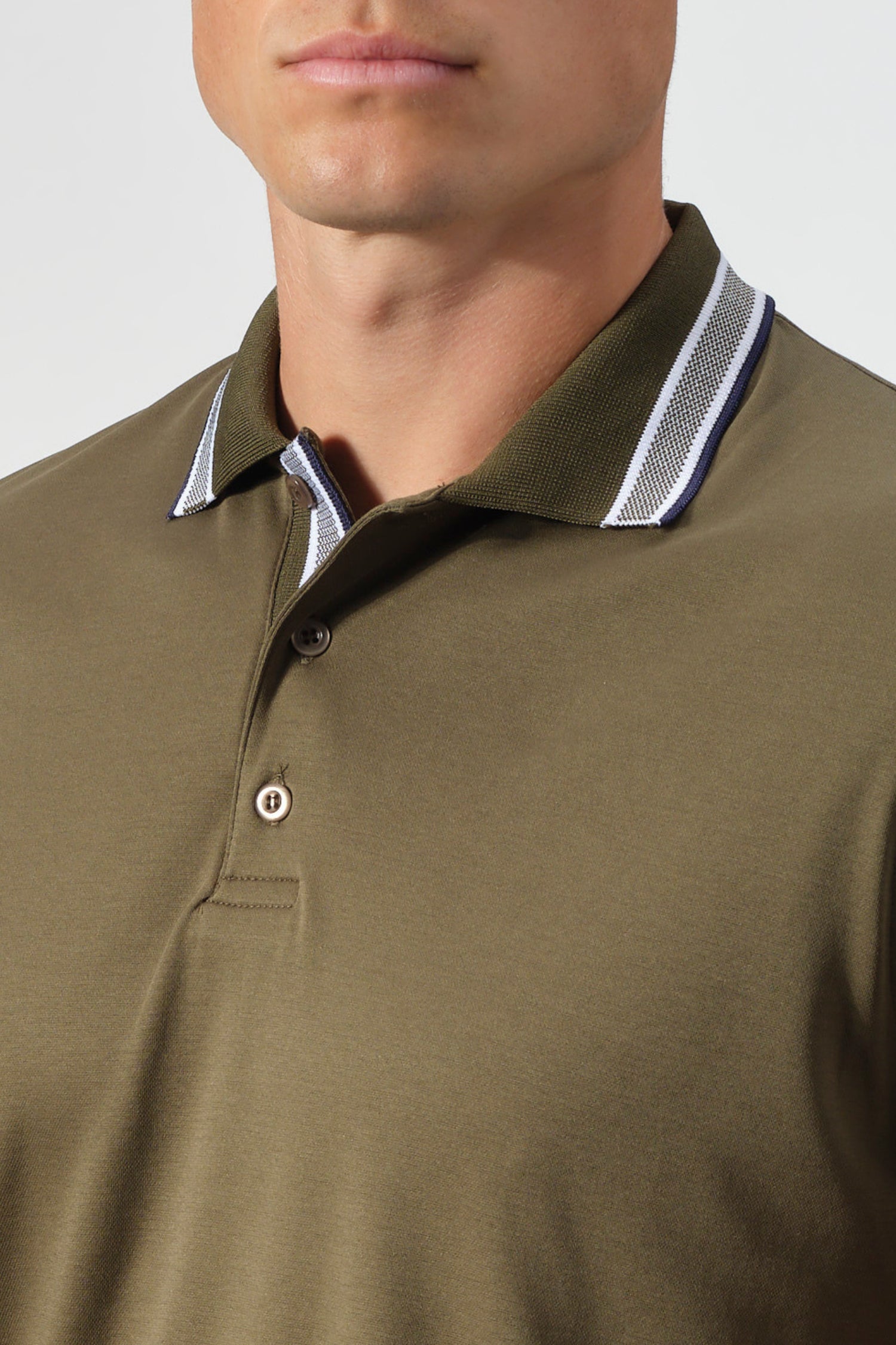 Textured Cotton Polo with Contrast Details