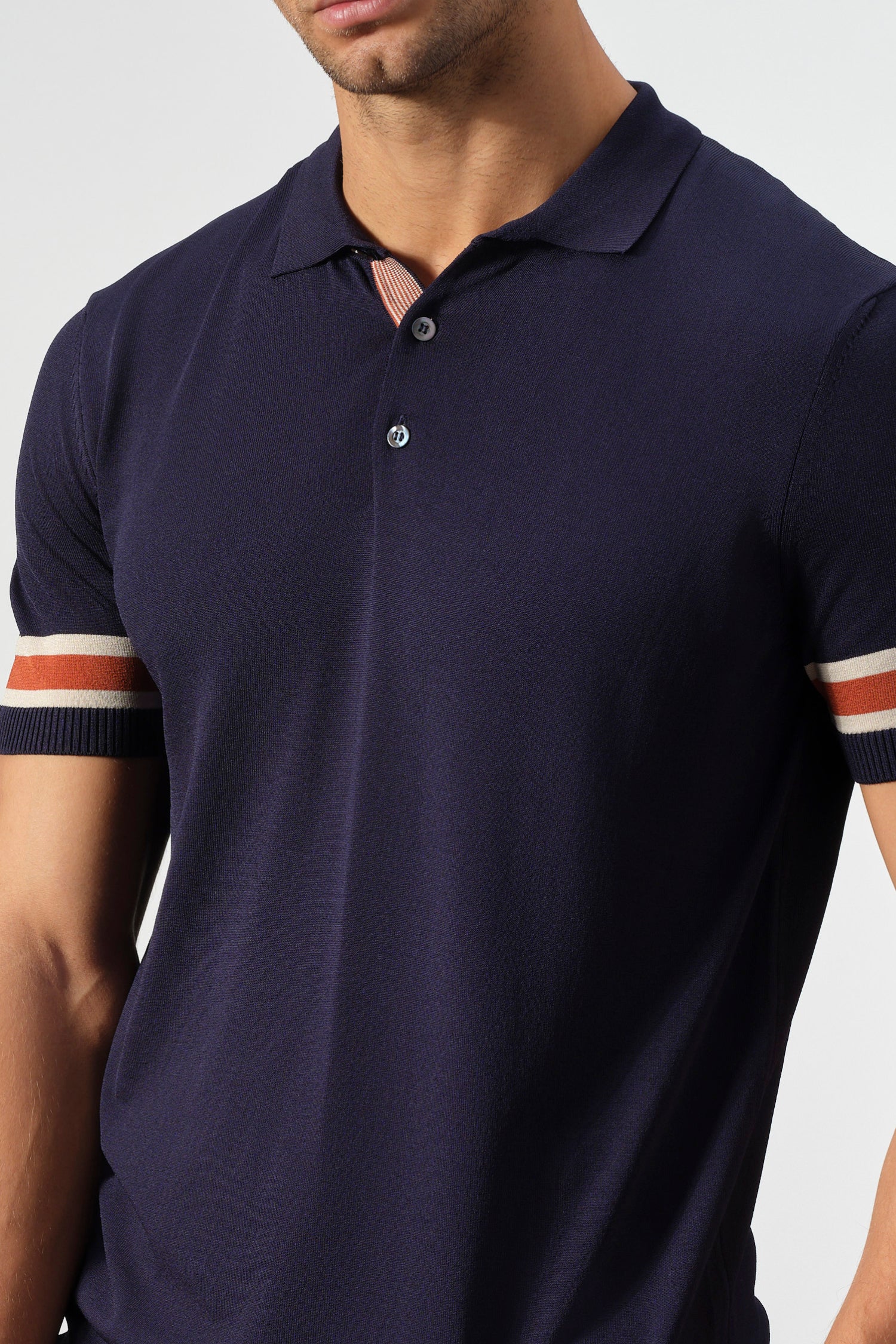 Striped Cuff Knit Polo