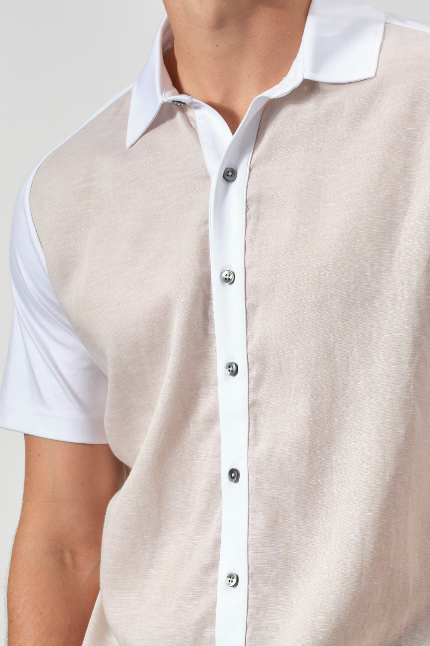 SetaTouch Linen-Tencel Colorblock Polo Shirt