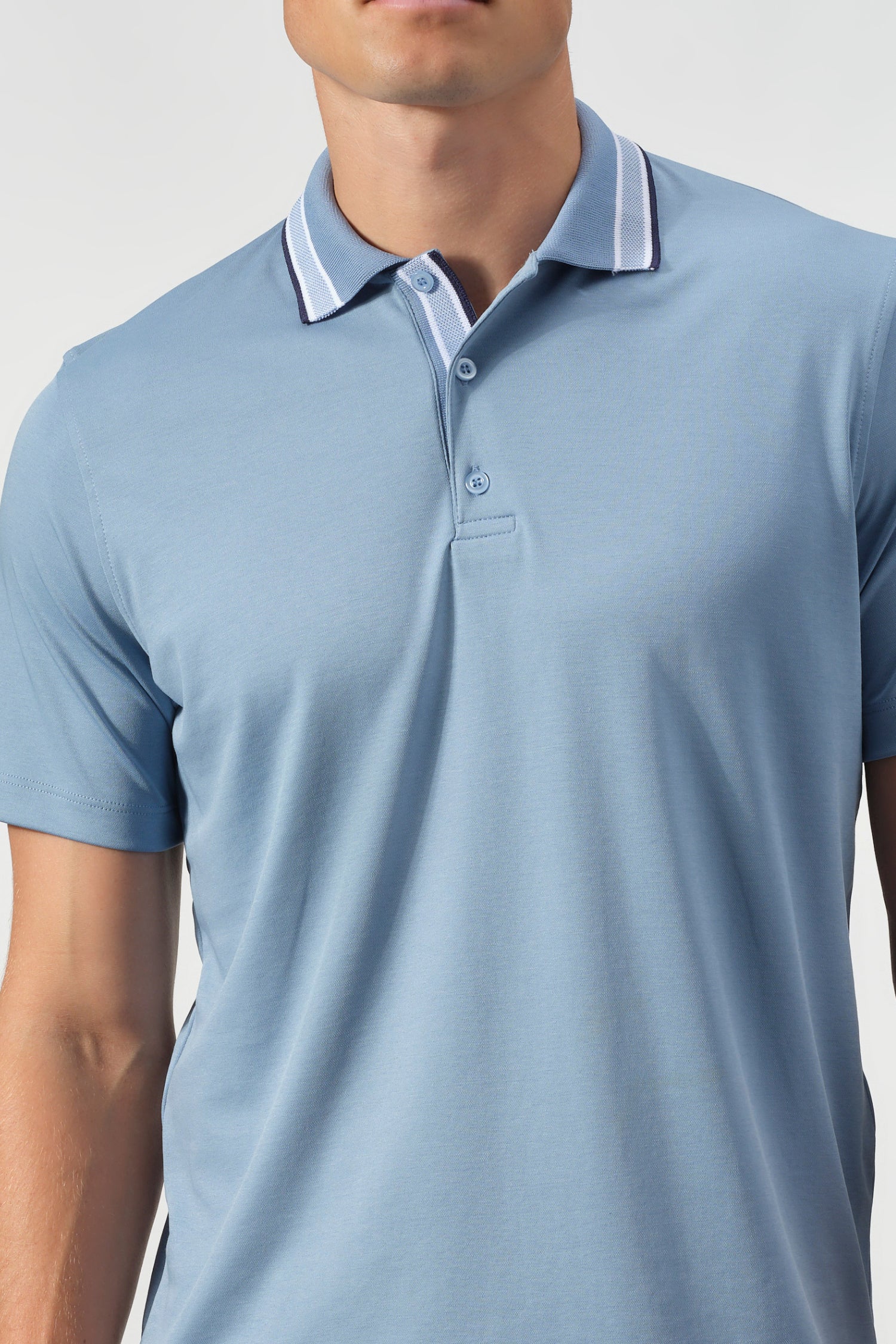 Textured Cotton Polo with Contrast Details
