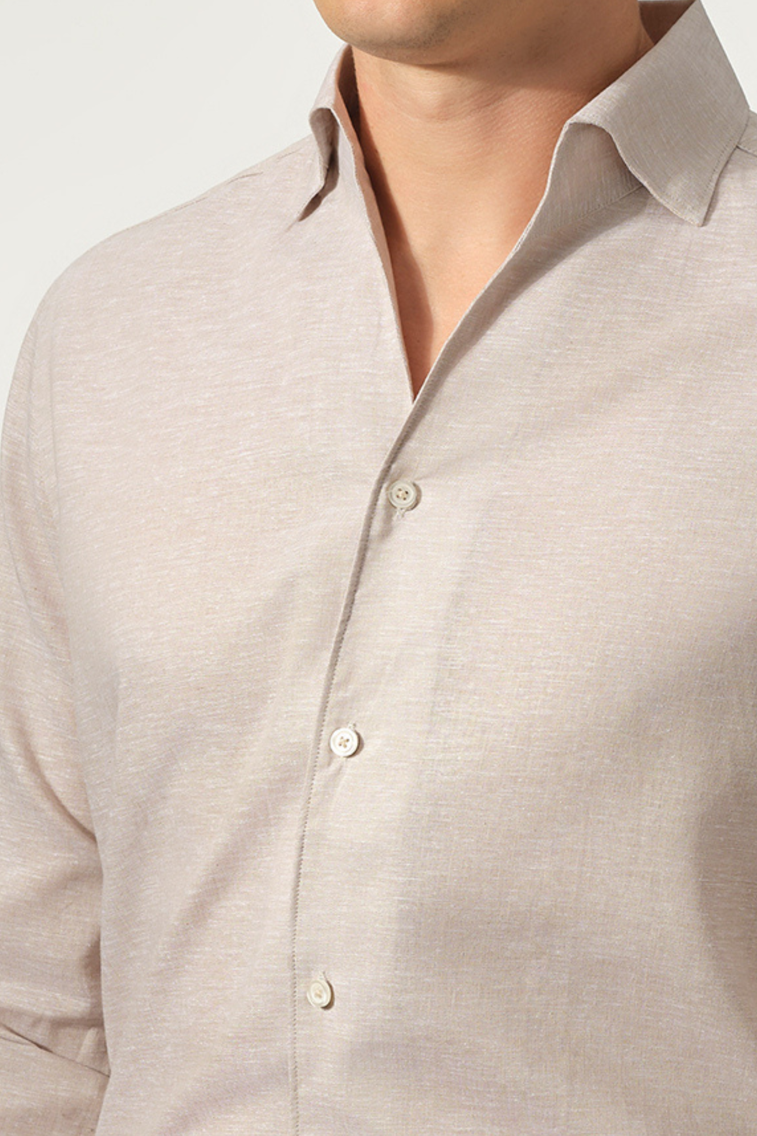 Roll Up Collar Linen Blend Shirt