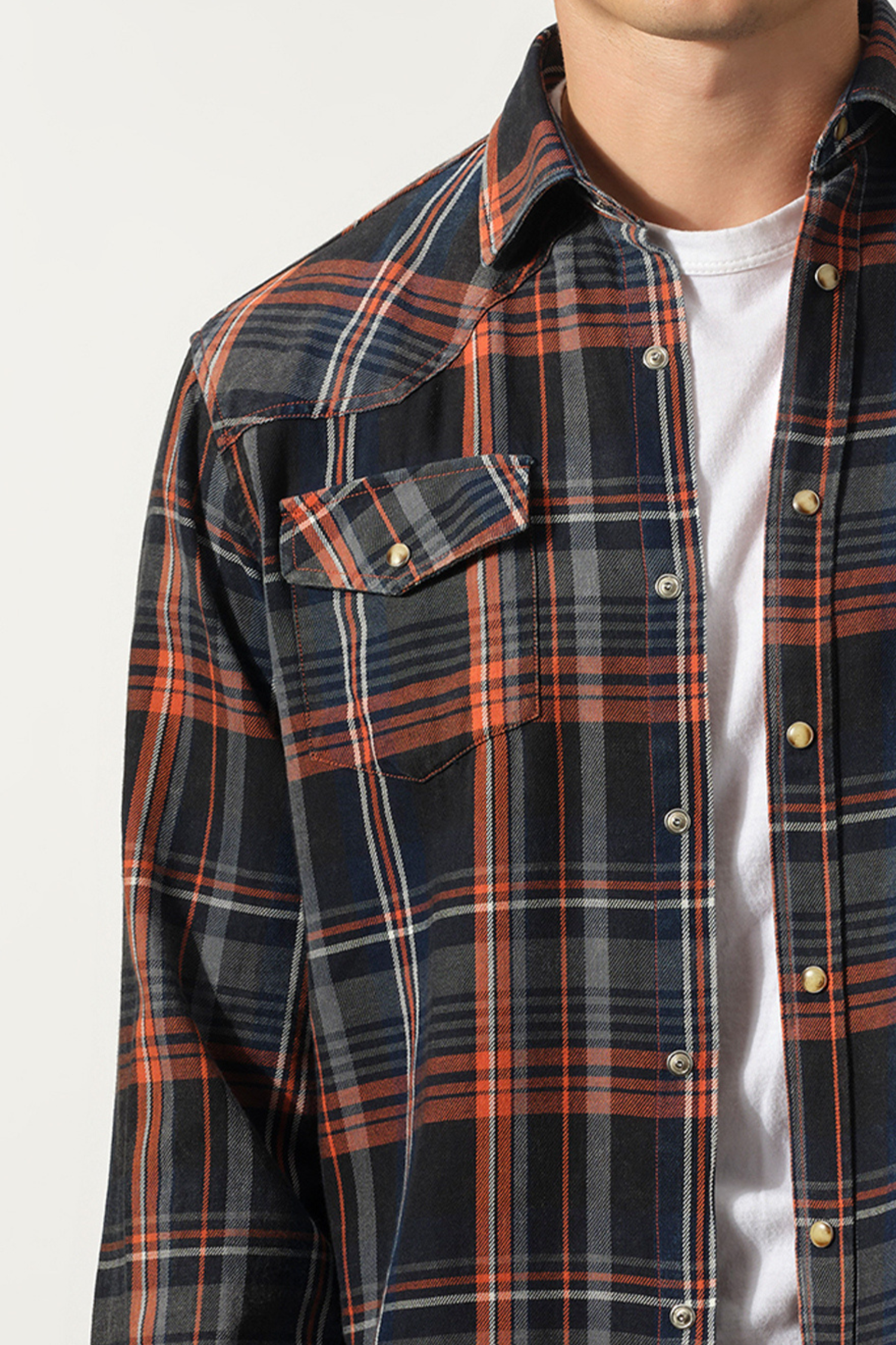 Rust Checkered Denim Shirt